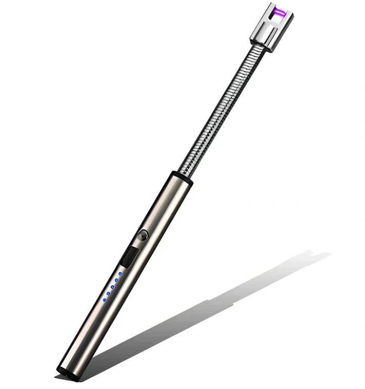 Black USB rechargeable electric lighter with 360-degree rotating head for windproof flameless ignition