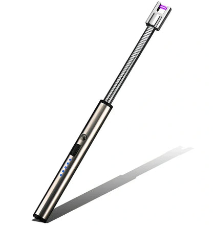 Black USB rechargeable electric lighter with 360-degree rotating head for windproof flameless ignition