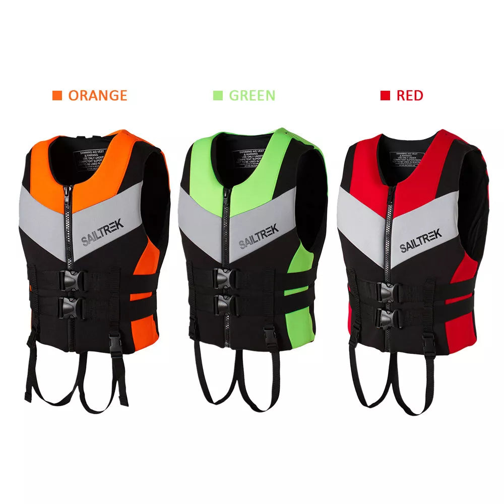 Professional life jacket with thickened buoyancy in red, orange, or green