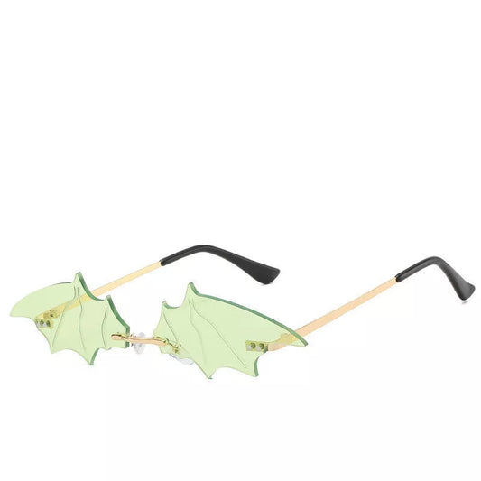 Bat-shaped sunglasses in various colors with UVA and UVB protection