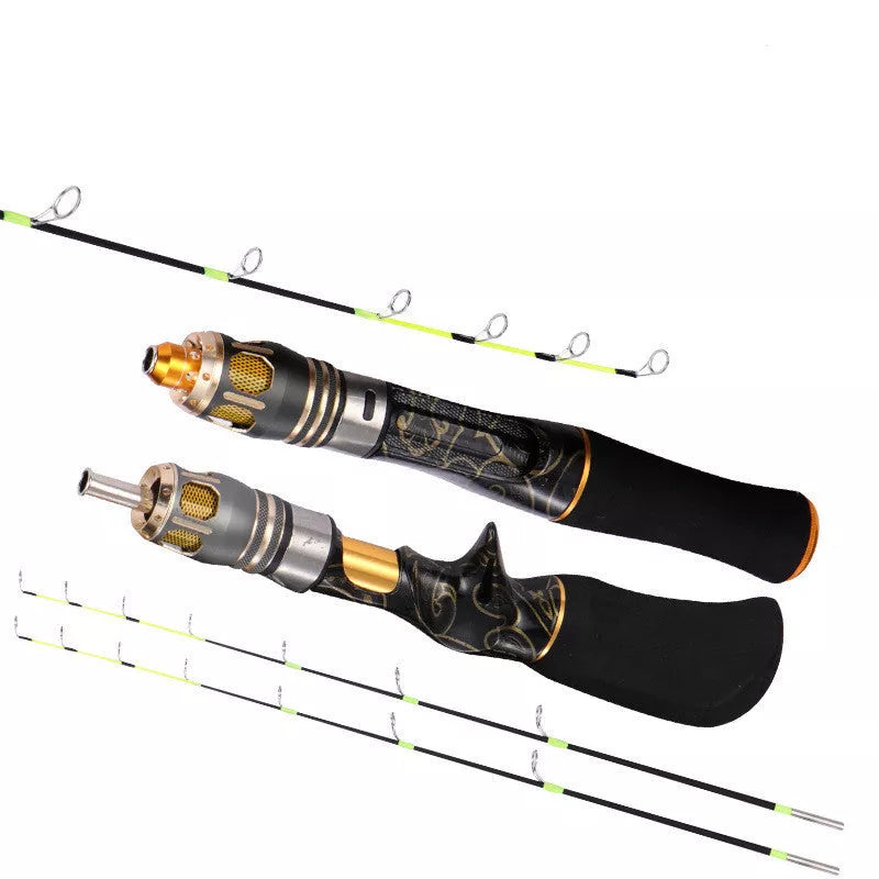 50cm70cm Flat Tip Ice Fishing Rod with carbon construction and choice of handle types