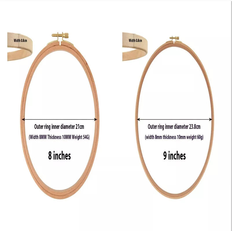 Adjustable Cross Wreath in bamboo for embroidery projects, sizes 4 to 12 inches