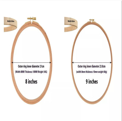 Adjustable Cross Wreath in bamboo for embroidery projects, sizes 4 to 12 inches