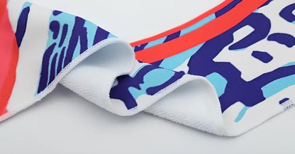 Rectangular microfibre beach towel 150x180cm in digital print, quick-drying 205gsm fabric for seaside and swimming