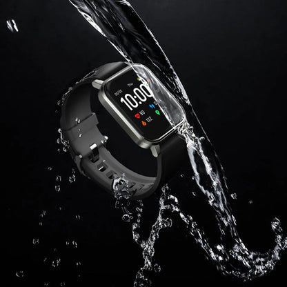 Black waterproof smart bracelet with 1.4-inch screen on a silicone wrist strap.