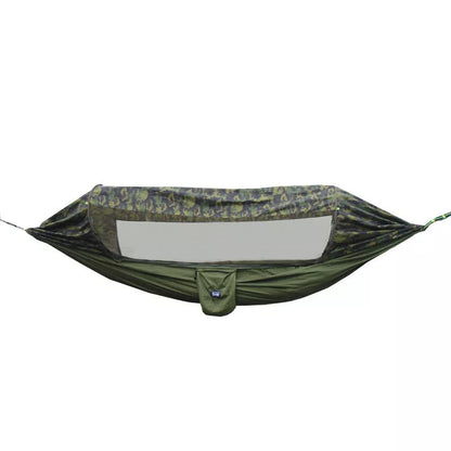 Army Green anti-mosquito outdoor sunscreen camping hammock with 70D nylon fabric