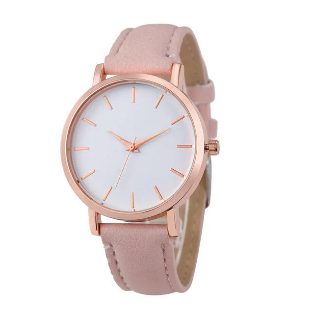 Women's square quartz watch with alloy case and PU leather strap in multiple colour options