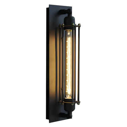 Black industrial retro wrought iron wall lamp with 470mm length and flute design for leisure lighting