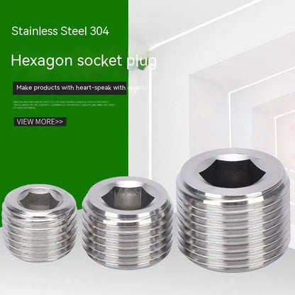 Stainless steel hexagonal pipe plug for 3/8 inch bulkhead fittings