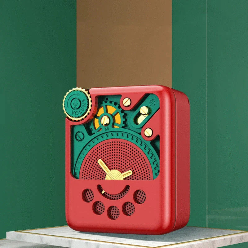 Retro Elvis Mini Bluetooth Speaker in Red with USB cable and hand rope