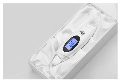Star silver ultrasonic beauty instrument with adjustable vibration, plug charging, and fixed brush head
