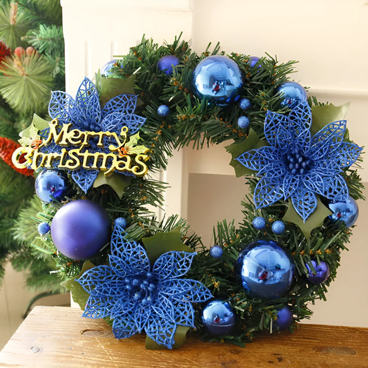 30cm multicolour plastic Christmas wreath decoration for door or garden