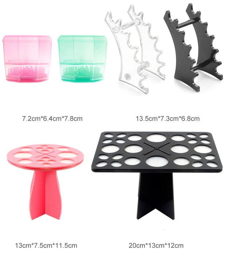 14-hole makeup brush holder in various colors for organized brush storage and drying