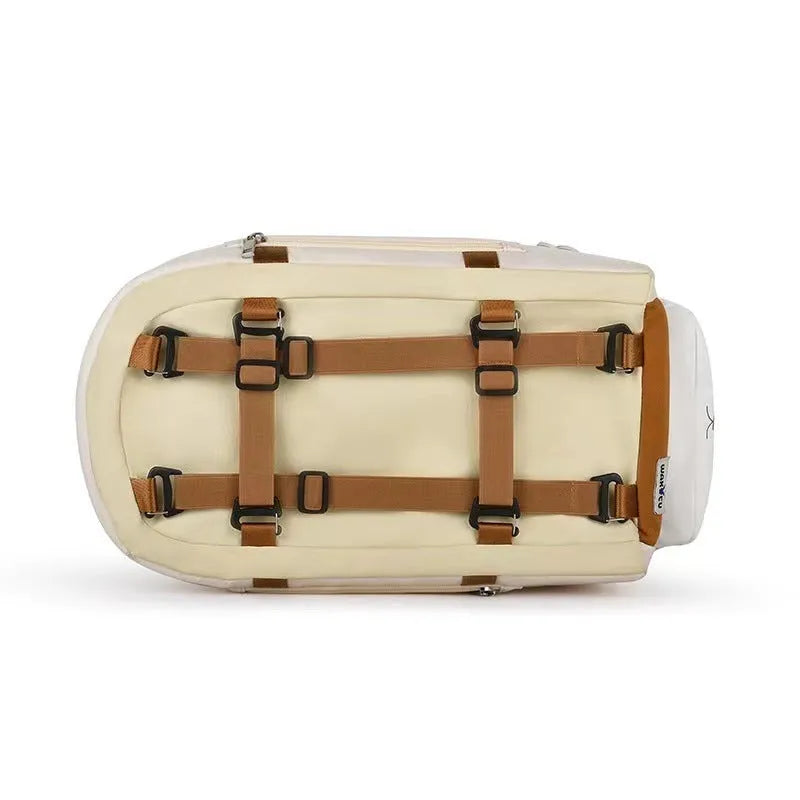 Beige hard-sided pet carrier with one-shoulder strap for cats and pets under 15kg