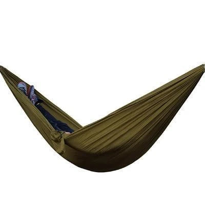 Durable and lightweight parachute hammock in various outdoor-friendly color options