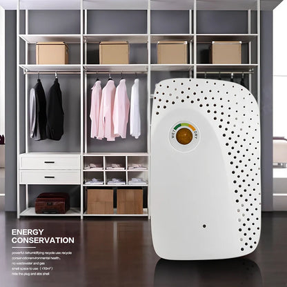 White mini dehumidifier with indicator light for spaces under 10 square metres