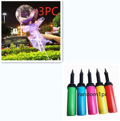Transparent LED luminous balloon rose bouquet with artificial flowers and illuminated lights