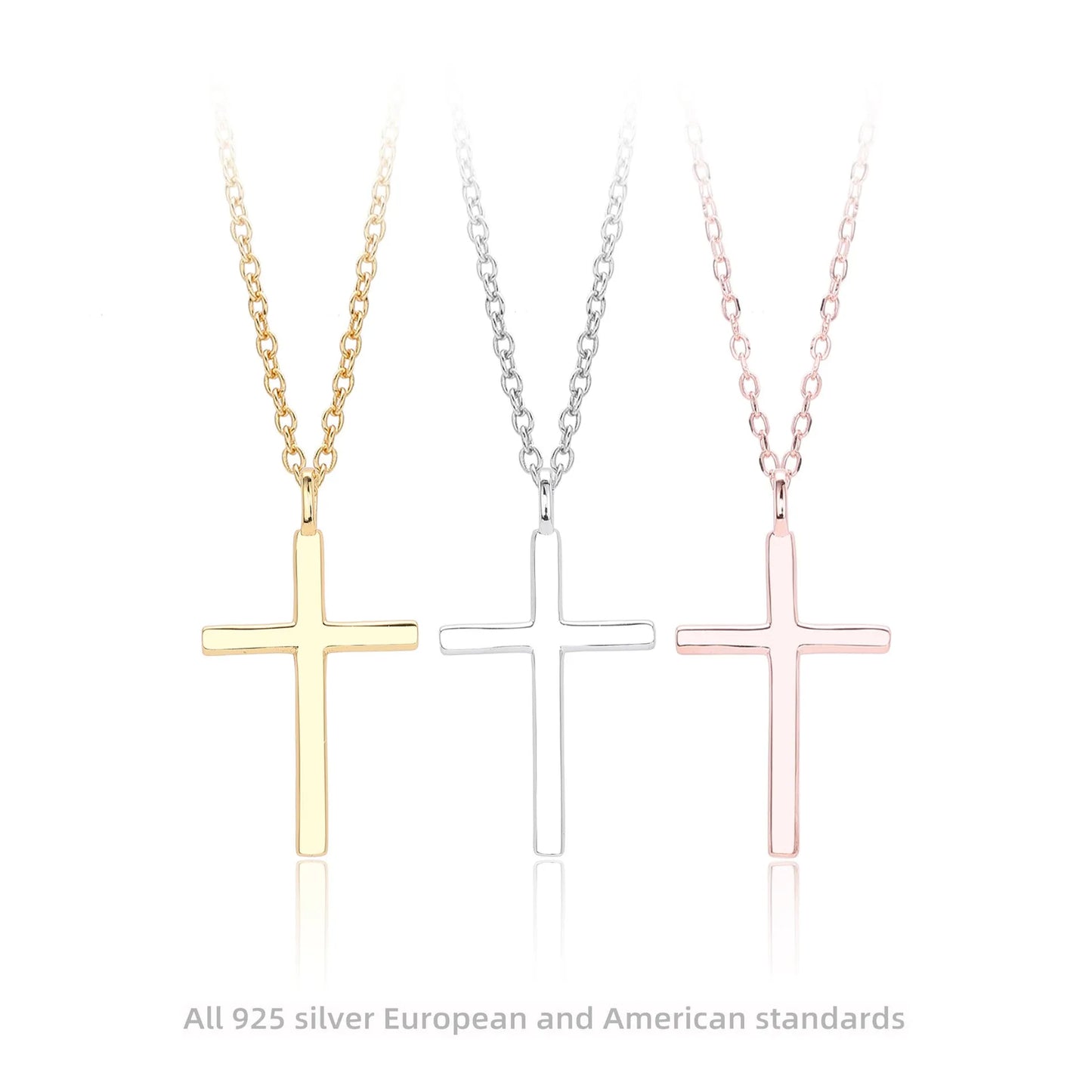 S925 sterling silver necklace with cross pendant on adjustable 41-50cm chain in gold plating