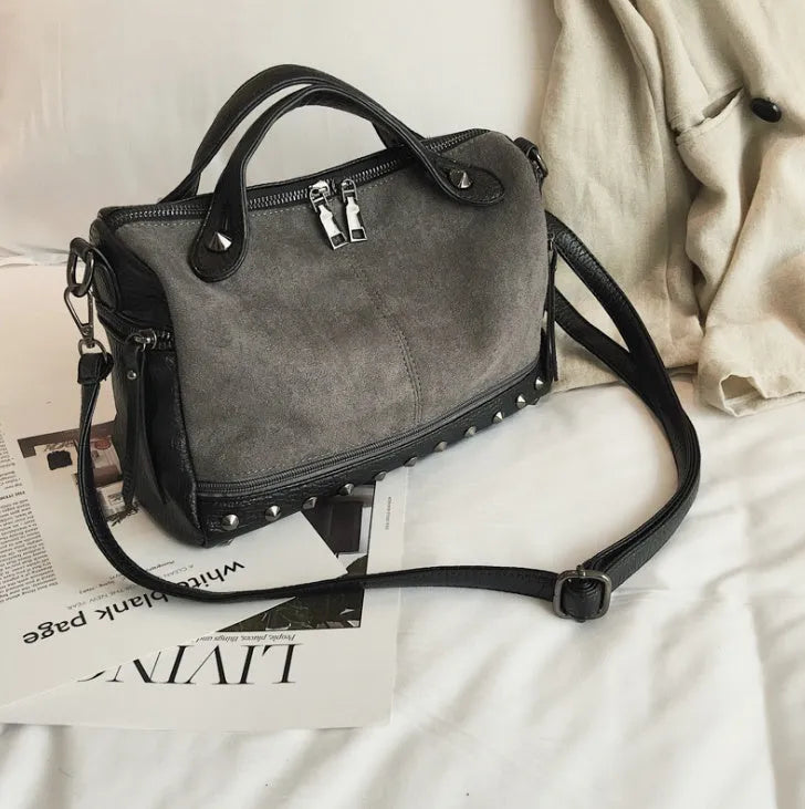 Women's casual tote shoulder bag in soft PU leather with smooth zipper, large capacity, and weighing 340g