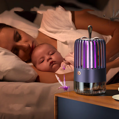 White mosquito killer lamp with protective electric grid and USB power cable