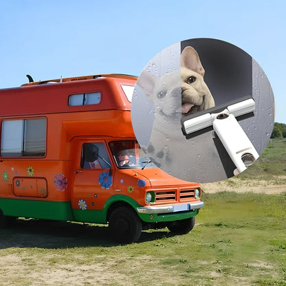 Portable self-squeeze mini mop showing 180-degree fold mechanism and compact design