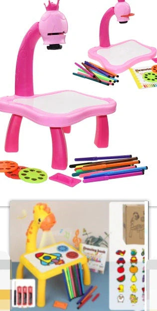 Children's Projection Drawing Board Doodle with music function and magnetic artboard in blue and pink