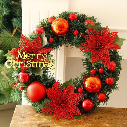 30cm multicolour plastic Christmas wreath decoration for door or garden