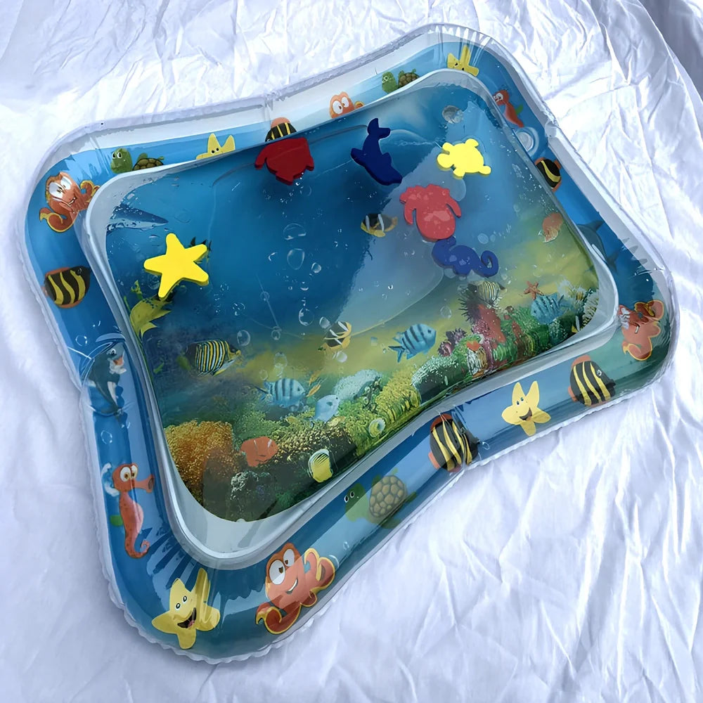 Children's 66x50cm inflatable PVC water cushion with cartoon patterns, deflated for portability, safe for outdoor cooling play
