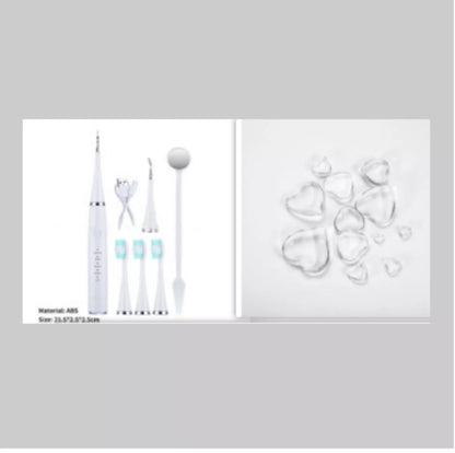 High-frequency electric toothbrush in white and black, with USB charging cable and brush heads