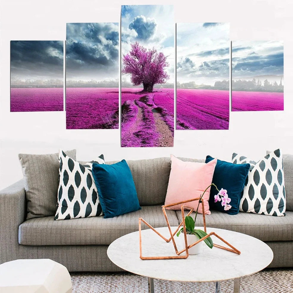 Five coordinated canvas wall art posters in multiple sizes for gallery wall display