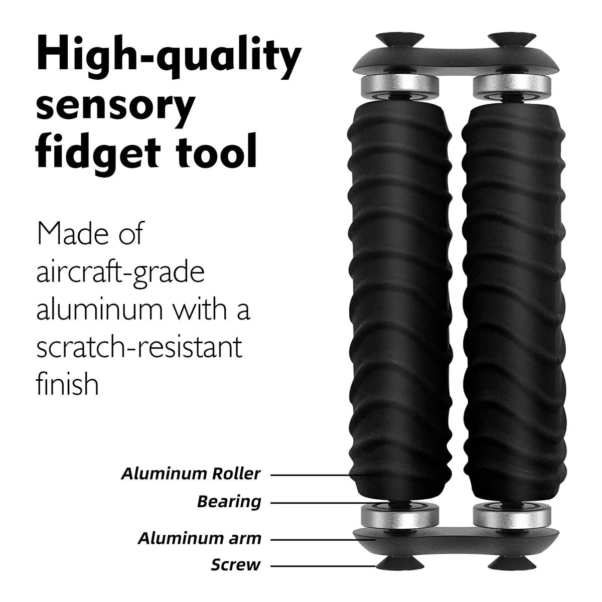 Black silicone decompression roller palm massage toy in Common, Stripe or Wave style