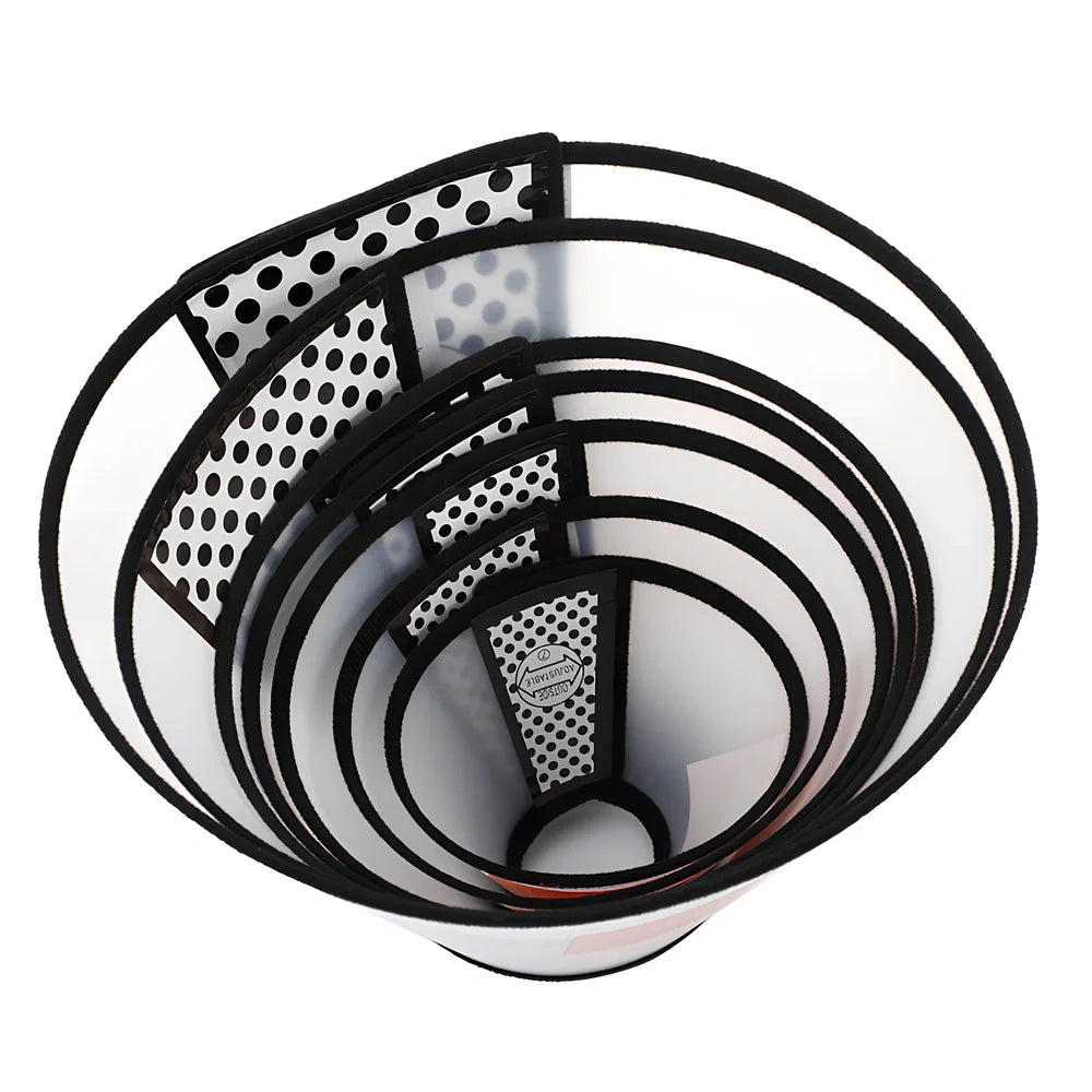 Orange Brebo anti-eating dog collar with Chinese styling and adjustable sizing from 13-42cm circumference