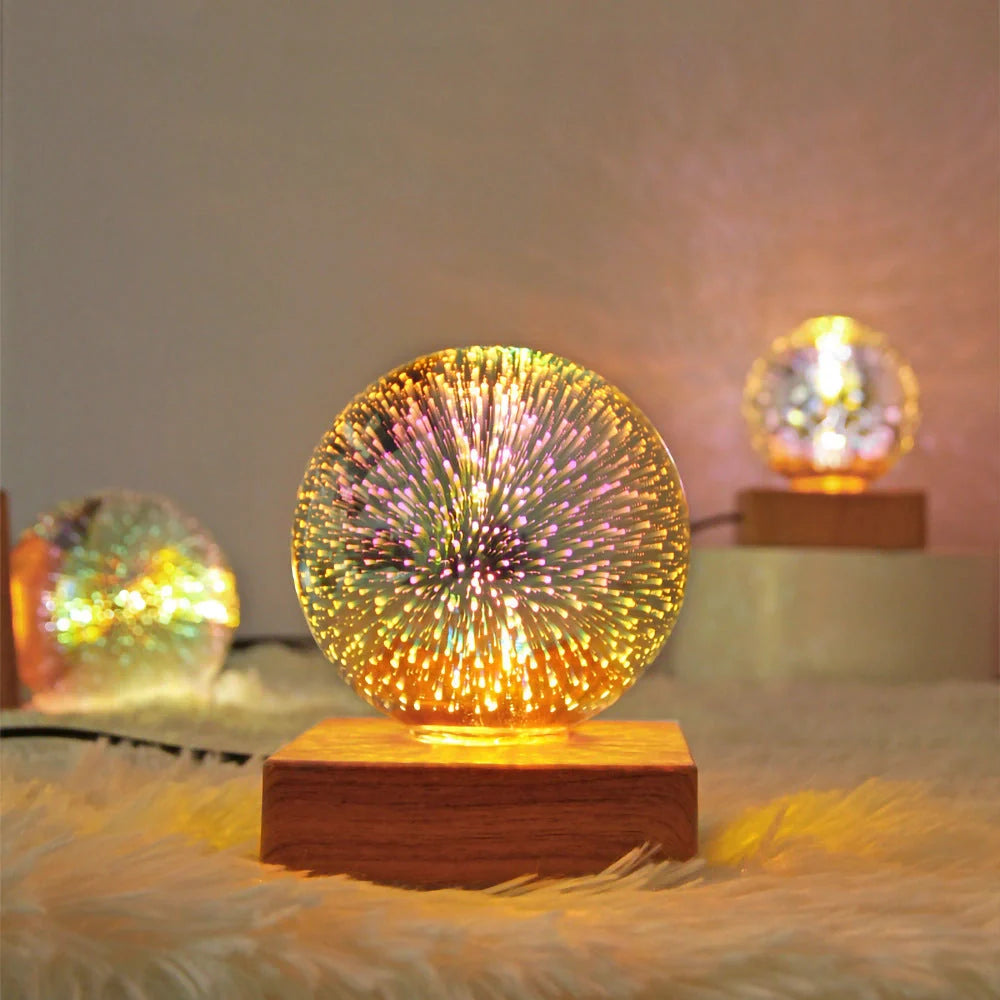 USB 3D Firework Crystals Ball Night Light with touch control and USB power option