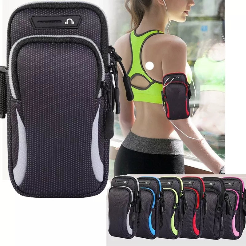 Waterproof nylon mobile phone arm bag for sports in multiple colors