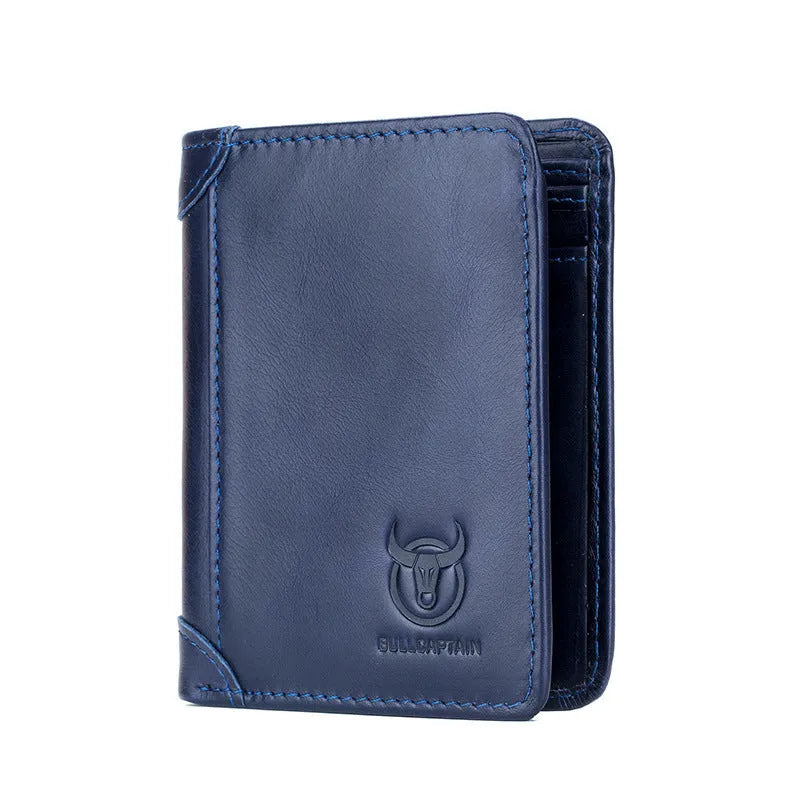 Men's casual leather wallet showing internal compartments including secret section