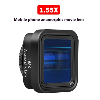 Black SANYK 1.33x anamorphic widescreen lens for mobile phones with 30mm diameter and 17mm thread