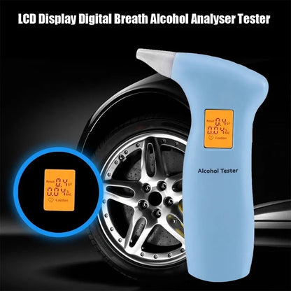 Portable orange light breath alcohol tester with replaceable mouthpieces in compact case