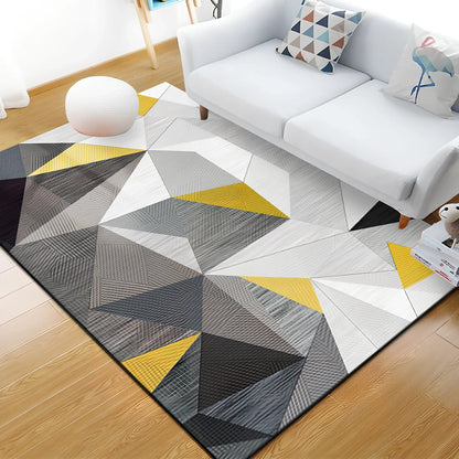 Modern Nordic check pattern polyester carpet in 40x60cm rectangle, machine woven with 71-80% fibre for flat floor coverage