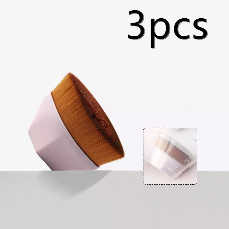 Professional foundation brush kit for BB cream and loose powder application in black, white, and pink