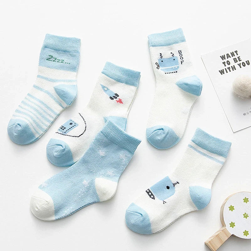 Premium cotton baby socks in various vibrant colors and sizes for boys and girls
