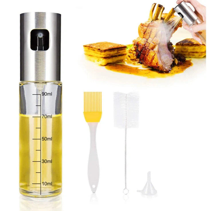 Stainless steel cooking oil spray bottle with scale for healthy cooking