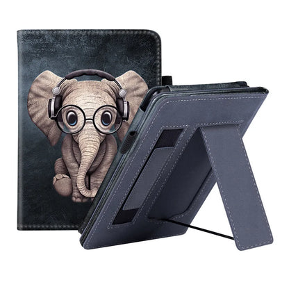 Leather case with wrist splint bracket for Kindle Paperwhite 5 e-reader in various colours and designs
