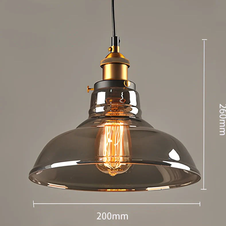 Nordic retro glass chandelier with fishing line design and LED lighting in amber, soot, or transparent finish