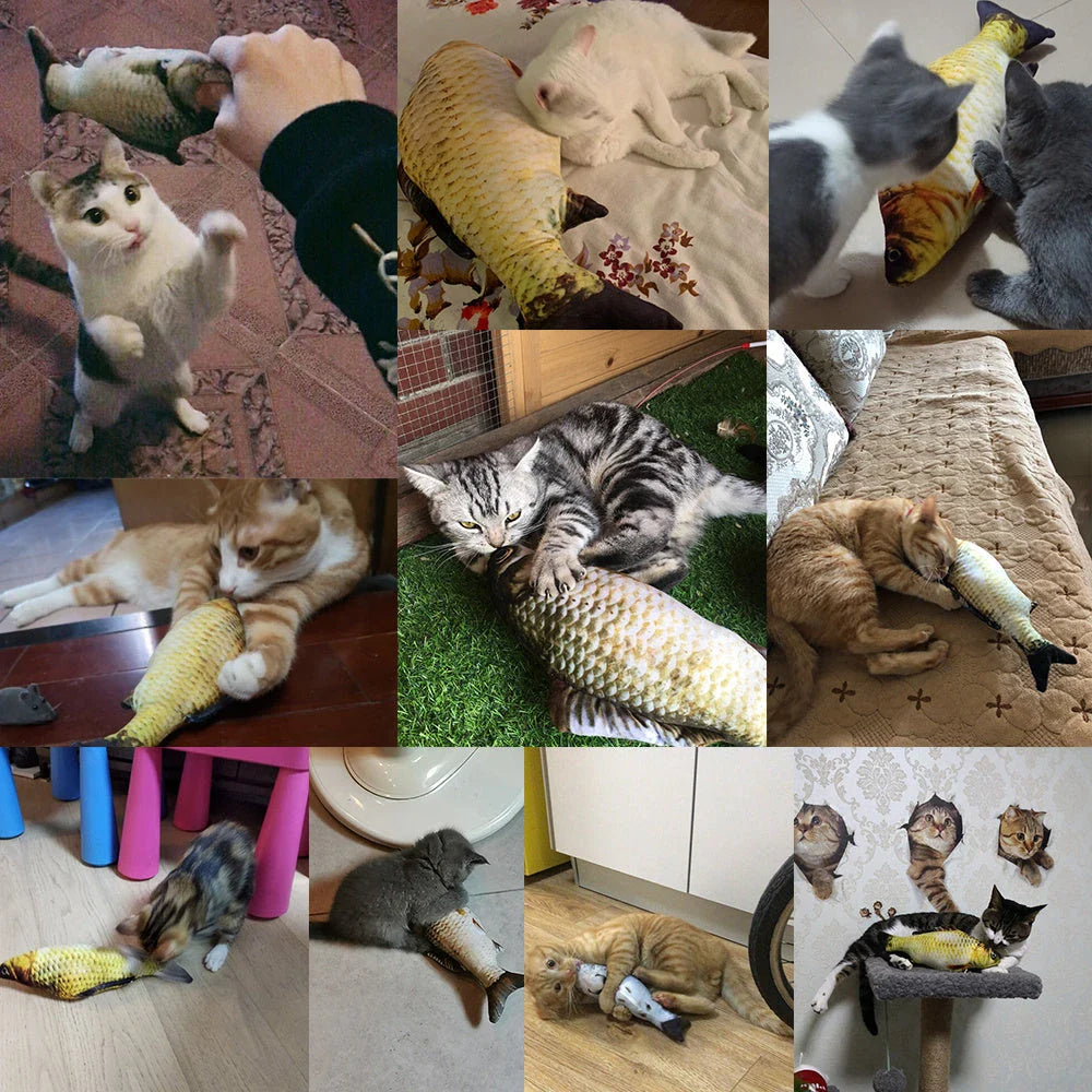 Animated Electronic Cat Toy mimicking the lifelike movement of a jumping fish to engage and entertain cats