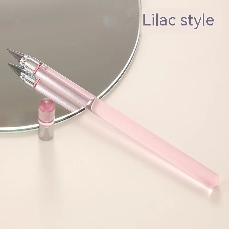 Transparent acrylic barrel mechanical pencil with alloy nib showing internal graphite lead