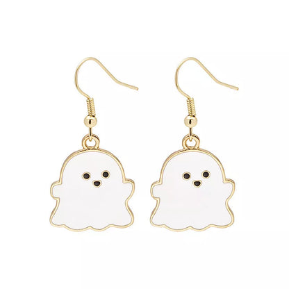 Halloween pumpkin oil drip alloy earrings with geometric design