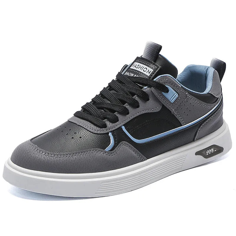 Low-top canvas board shoes in beige with mesh lining and leather stitching details on a solid background