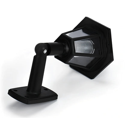 Black hexagonal solar wall lamp with monocrystal silicon panel and automatic light sensor for outdoor use