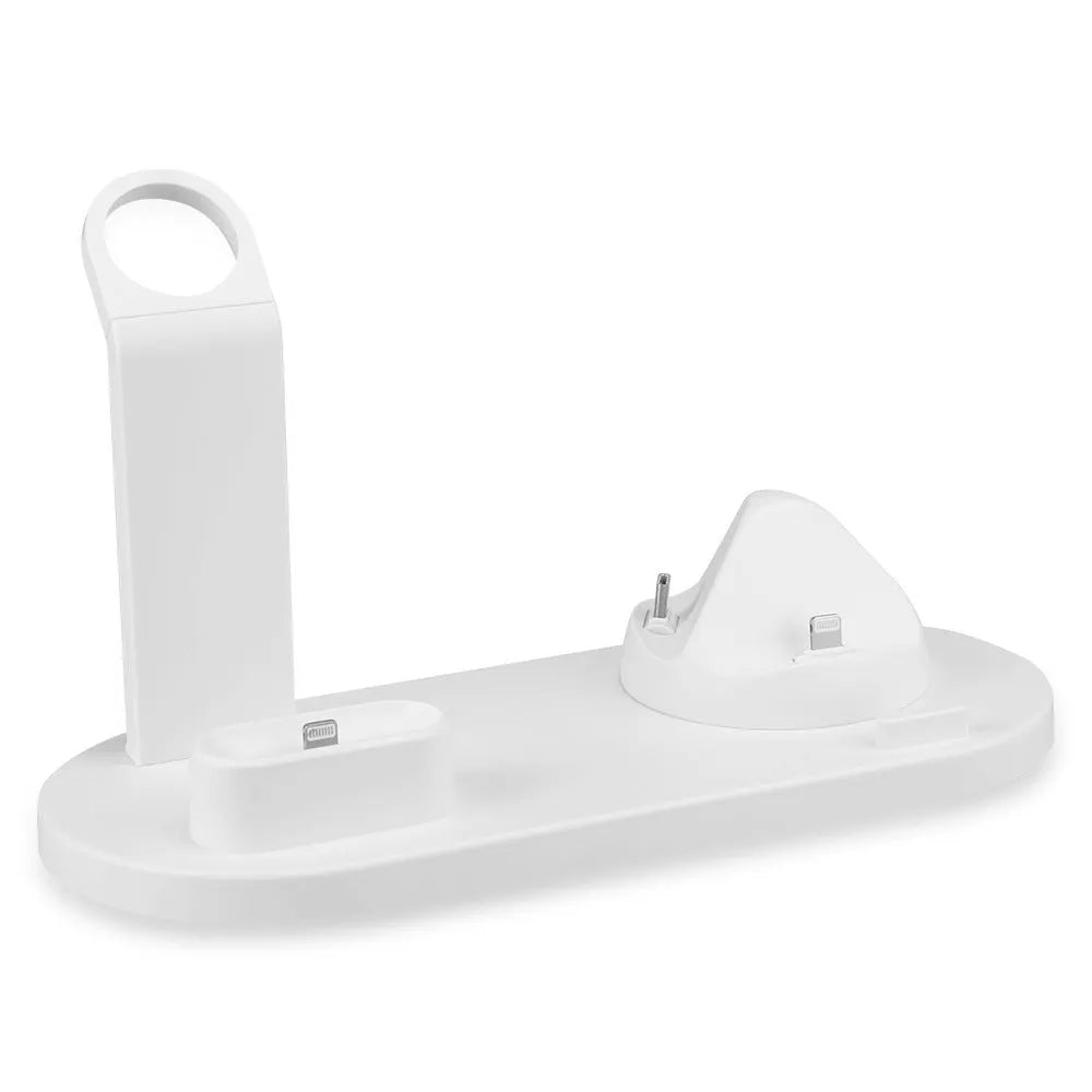 Black and white USB charging stand for wireless headphones with cable