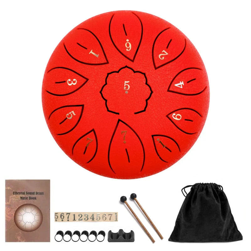 Ethereal 11-Tone Handpan Drum in various colors - premium steel instrument for meditation, yoga, and relaxation